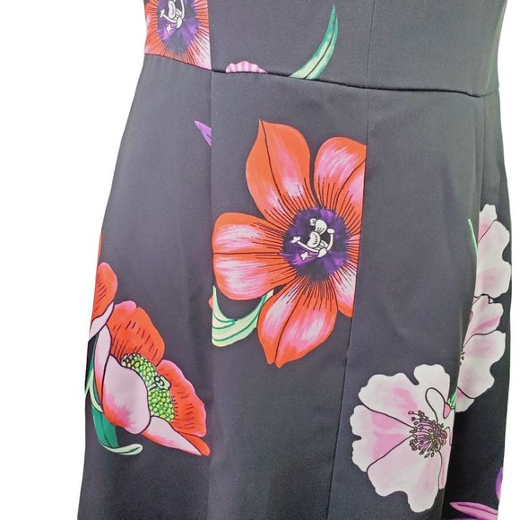 Ann Taylor Black Label Big Flower Shift Dress Open Back with Big Bow Detail Sz 2 - Picture 10 of 13